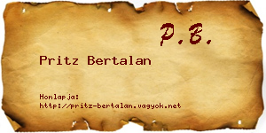 Pritz Bertalan névjegykártya